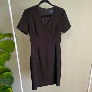 French Connection Black V Neck Wrap Work Dress Size XS/ 4